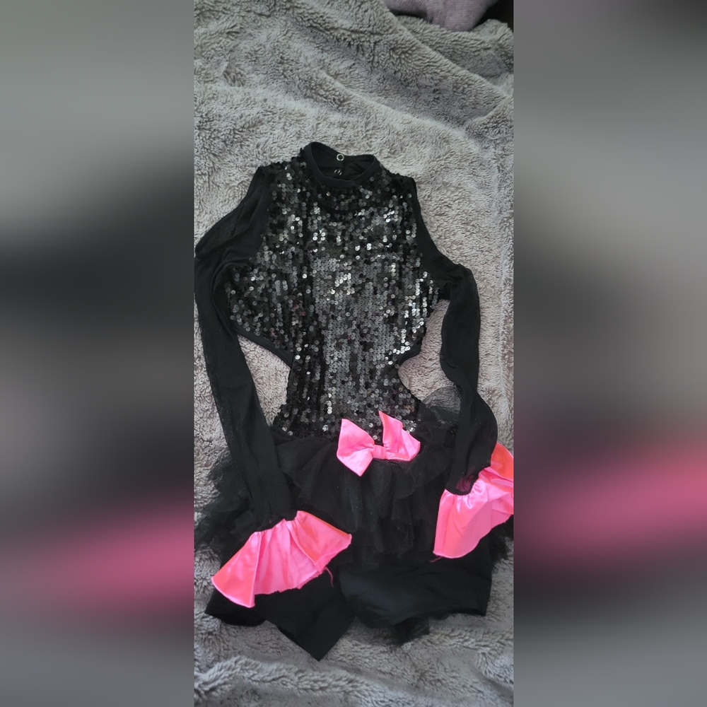 Weissman Black Sequin Top with Pink Highlights
